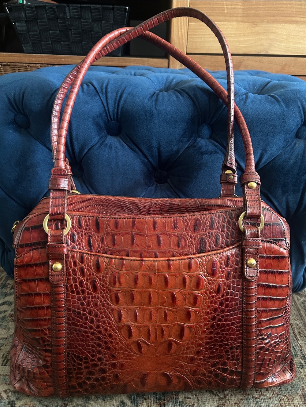 Brahmin Croc-Embossed Shoulder Bag